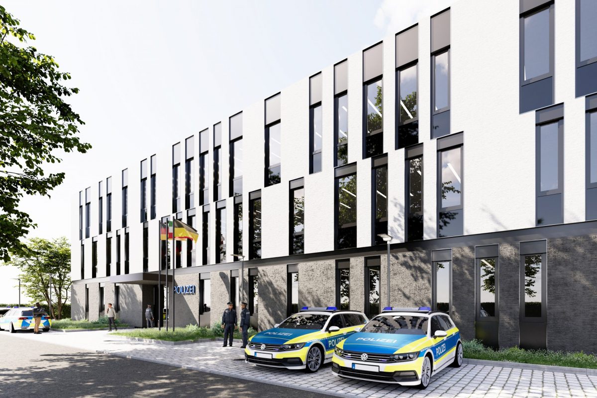 Visualisierung Neubau Polizeidienstgebäude in Frechen.