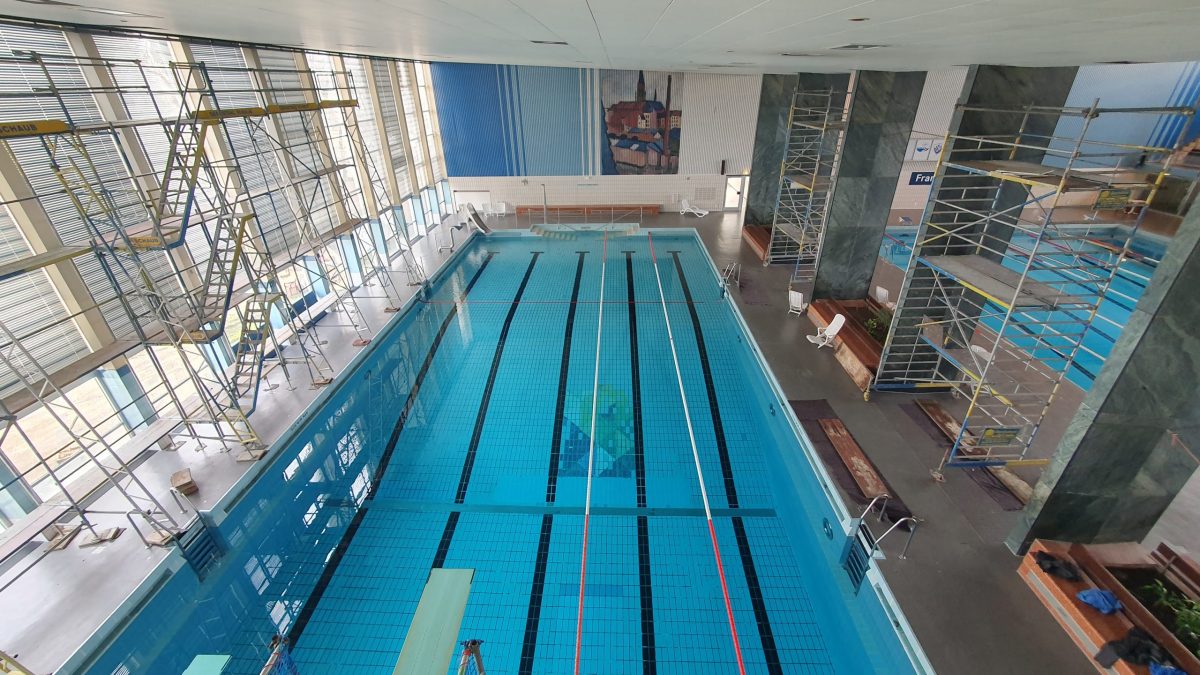 Bauwerksprüfung am Bonner Frankenbad.