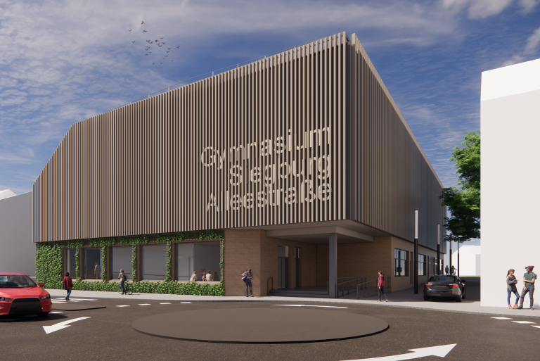 Visualisierung Gymnasium Alleestraße in Siegburg – Neubau Sporthalle.