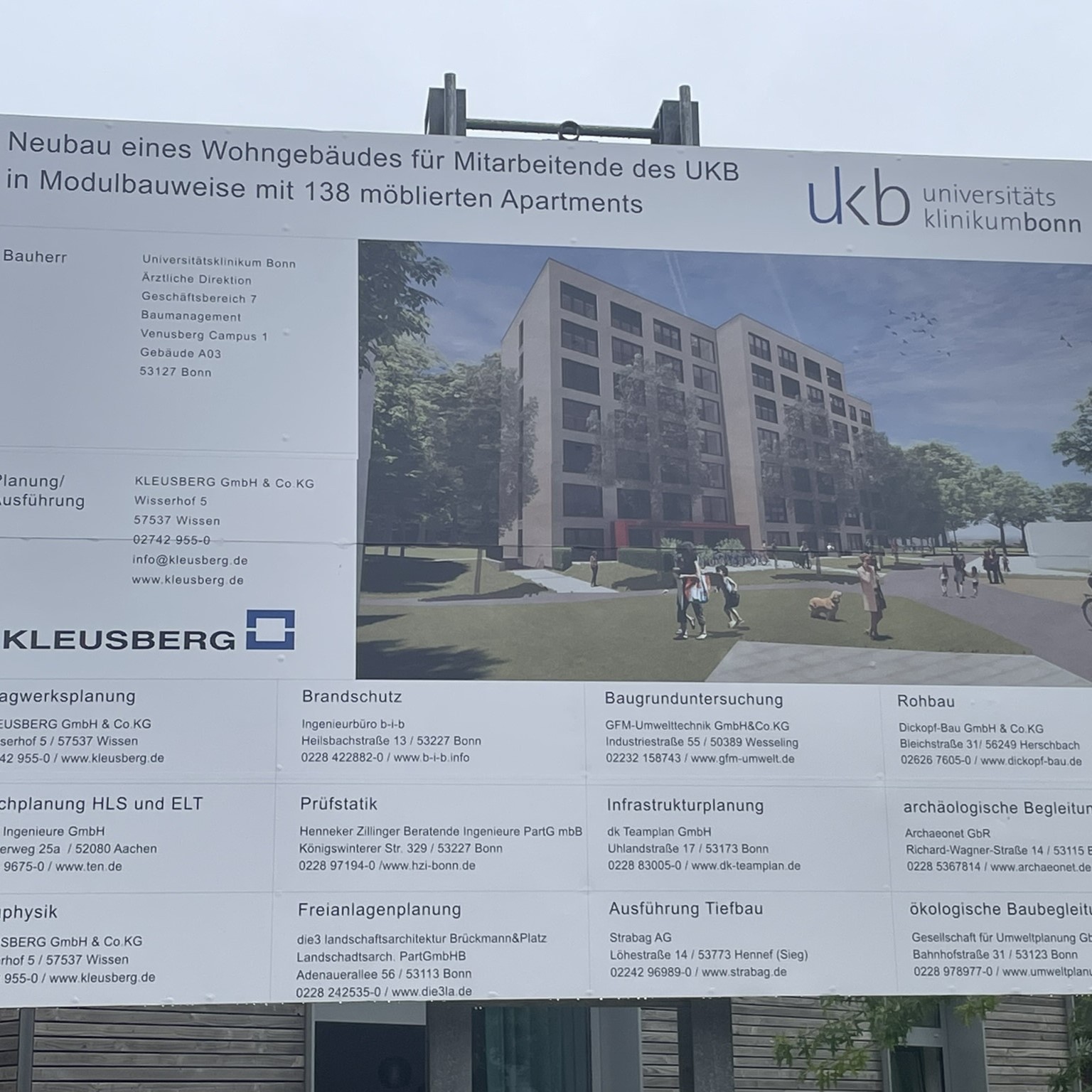 UKB - Neubau Wohngebäude für Mitarbeitende - Bauschild.